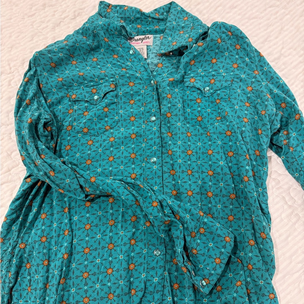 Wrangler Teal and Orange Floral Shirt